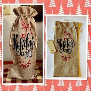 Holiday Burlap Wine Bottle Gift Bag